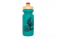 Фляга 0,6 Green Cycle DUDES on bike з великим соском, red nipple/golden cap/green bottle