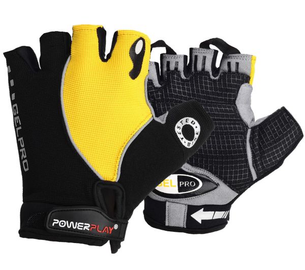 Велорукавички PowerPlay 5019B чорно-жовті Велорукавички PowerPlay 5019B чорно-жовті