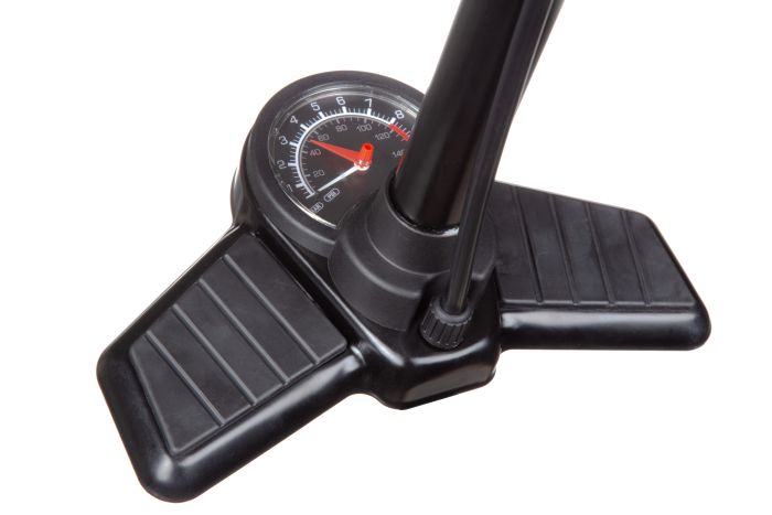 Насос підлоговий ONRIDE Flow 20 сталевий, з манометром, макс.тиск 120 PSI голівка під FV/AV