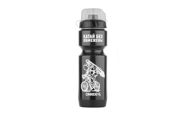 Фляга ONRIDE Wally 800 мл чорна/білий принт з ковпачком Фляга ONRIDE Wally 800 мл чорна/білий принт з ковпачком