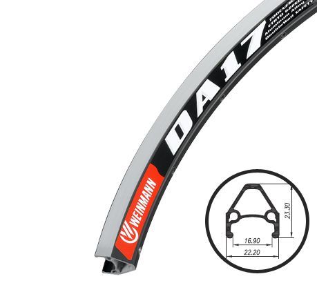 Обод 26" Weinmann DA17, 32н, анодований, з проточкою, чорн. Обод 26" Weinmann DA17, 32н, анодований, з проточкою, чорн.