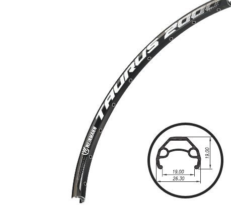 Обод 26" Weinmann Taurus 2000 disc, 32н, анодований, пістонований, під дискові гальма, чорний Обод 26" Weinmann Taurus 2000 disc, 32н, анодований, пістонований, під дискові гальма, чорний