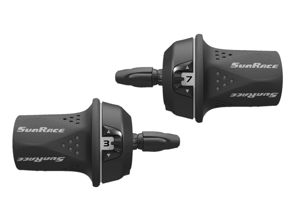 Ручки перемикання лів + прав SUN RACE M21 (чорні з сірим) R7/L3, індексні Ручки перемикання лів + прав SUN RACE M21 (чорні з сірим) R7/L3, індексні