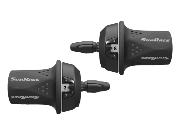 Ручки перемикання лів + прав SUN RACE M21 (чорні з сірим) R8/L3, індексні Ручки перемикання лів + прав SUN RACE M21 (чорні з сірим) R8/L3, індексні