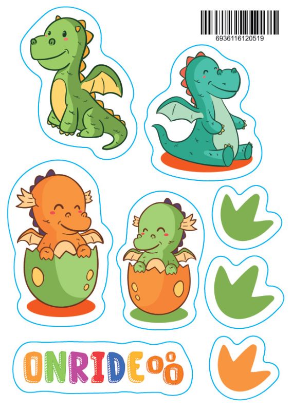 Світловідбиваючі наліпки ONRIDE Динозаврики Світловідбиваючі наліпки ONRIDE Динозаврики
