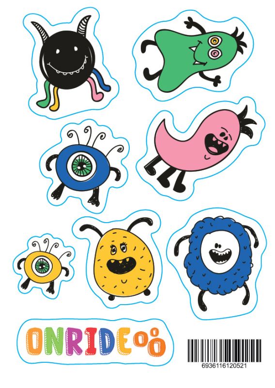 Світловідбиваючі наліпки ONRIDE Монстрики Світловідбиваючі наліпки ONRIDE Монстрики