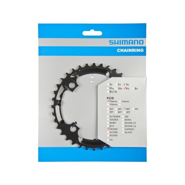 Зірка шатунів Shimano FC-M590 DEORE, 36зуб. чорн, 104мм сталь